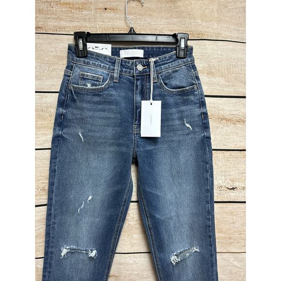Vervet Womens Mom Jeans Size 24 Blue Erika Stretch New Distressed Medium Wash - Picture 5 of 16